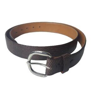 Max Lang Custom Brown Genuine Lizard Leather Belt 42 Classic Old Money Neutral